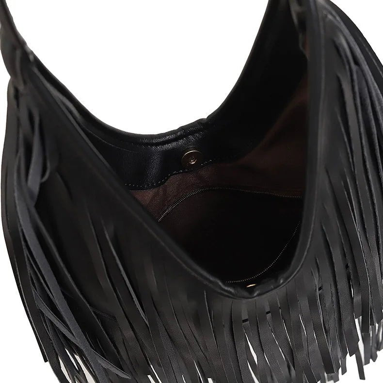 SOERA Tatiana Tasseled Hobo Bag - Handbags - 1005008821422717-;rr1761640572580628648 Black