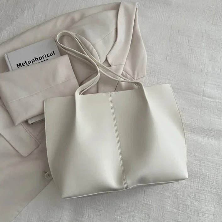 Korean Style Large Capacity Women's Casual Tote Bag - Soft PU Retro Design 6