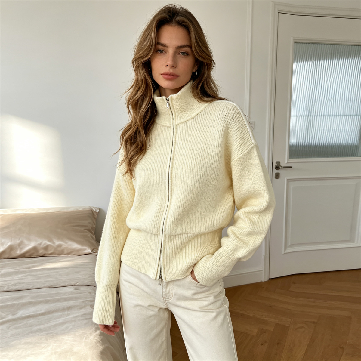 Joanna Double Zip Knitted Cardigan