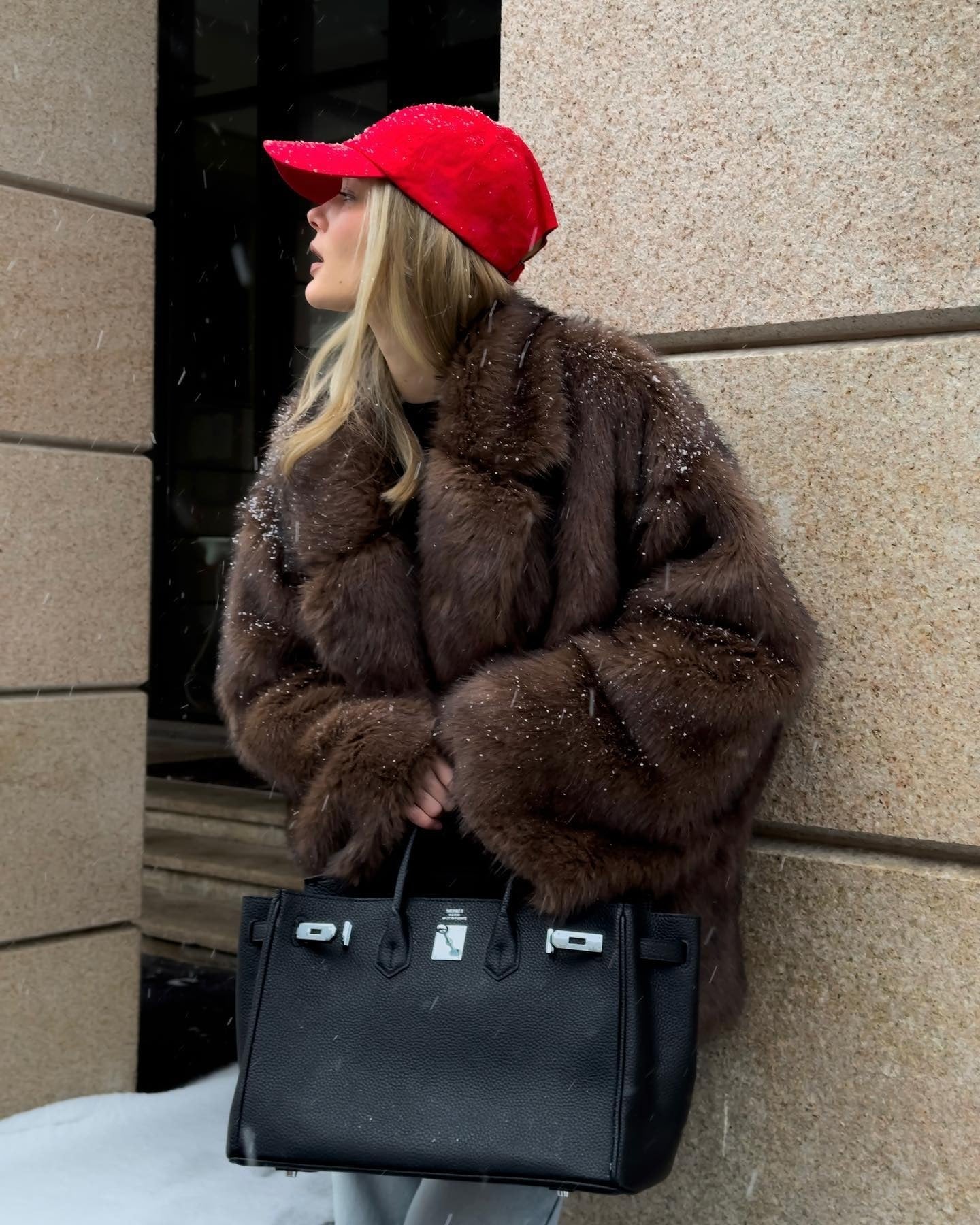 Oversized Faux Fur Coat - Women's Winter Coats in Gradient Tones for Chic Style 1