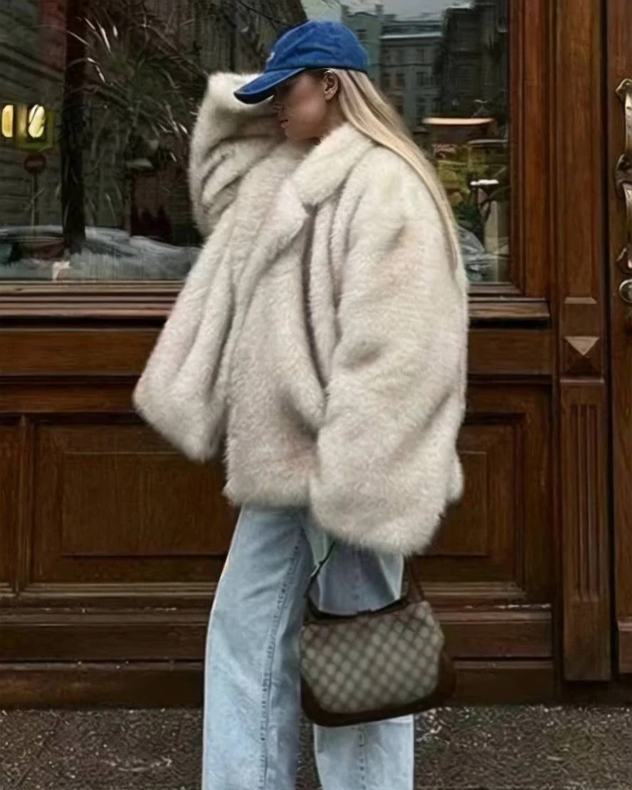 Oversized Faux Fur Coat - Women's Winter Coats in Gradient Tones for Chic Style 6