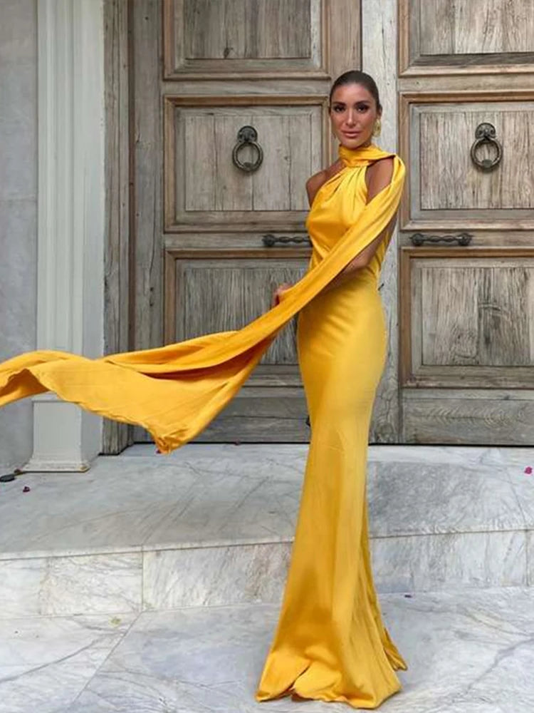 Yanna Halter Backless Satin Dress
