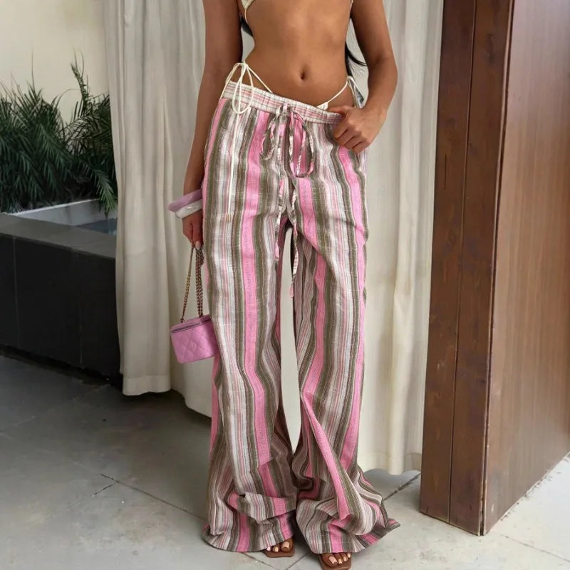 Aistar Wide-Leg Striped Pants