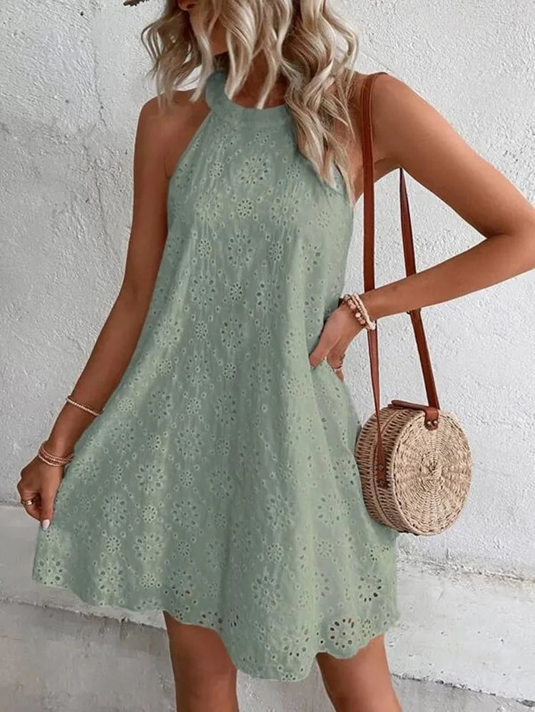 Sofia Bohemian Eyelet Embroidered Mini Dress
