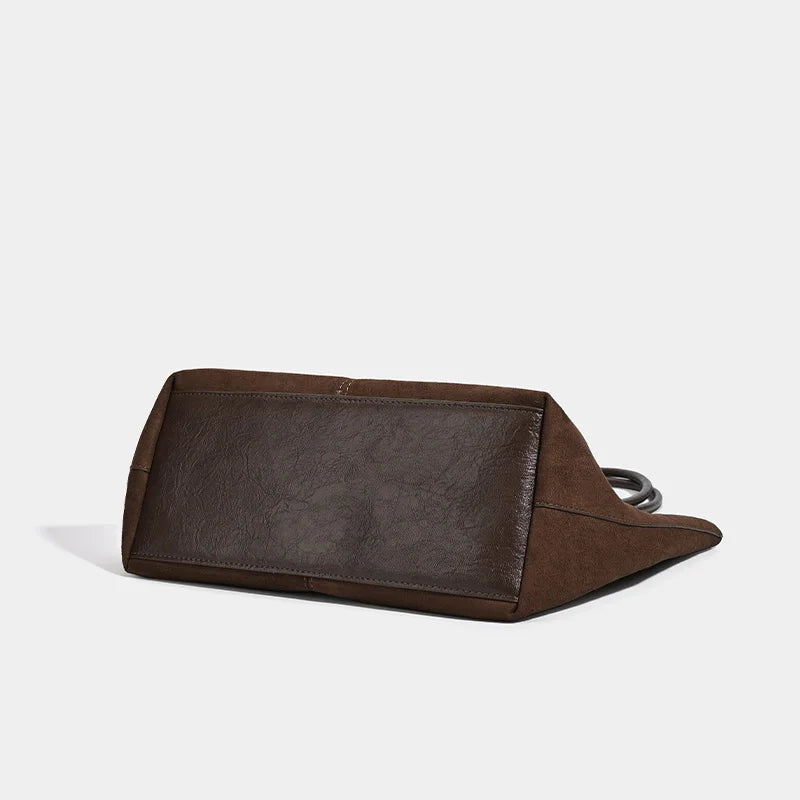 Women's Retro Suede Tote Bag - Spacious Casual Luxury with Soft Handle 2