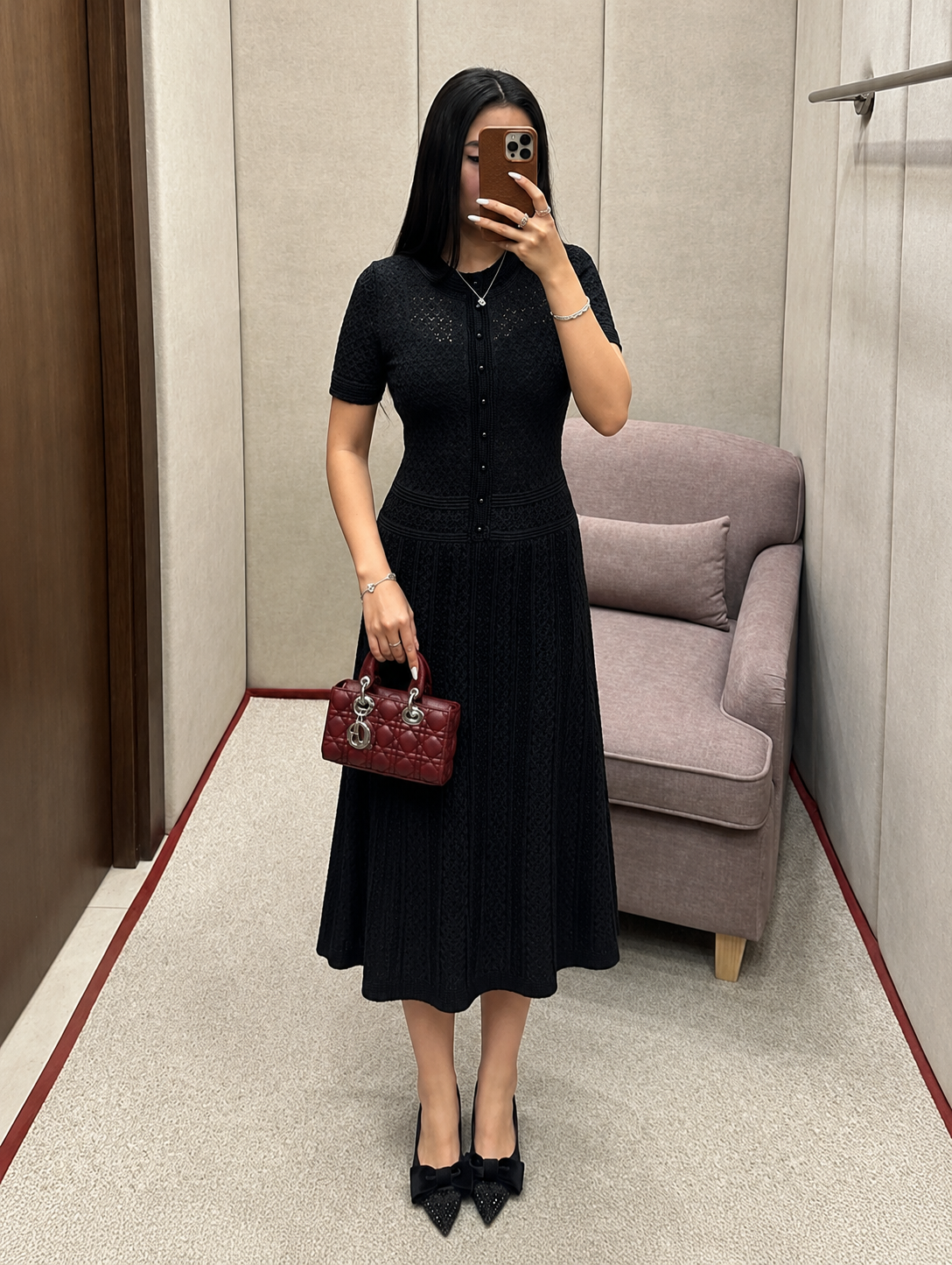 Celeste Half Button Knitted Midi Dress