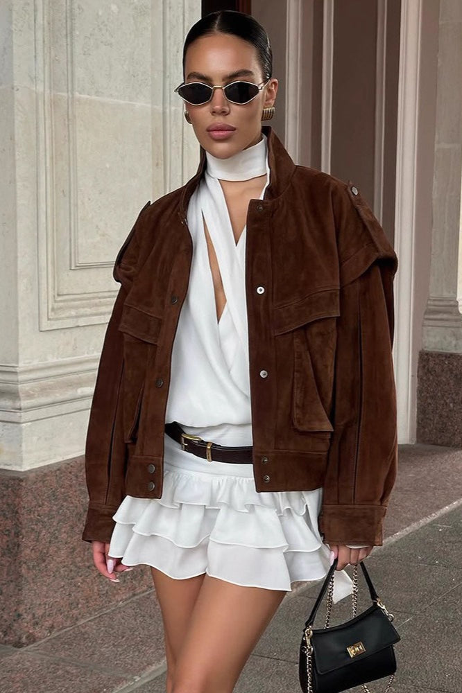 Alatni Wide Shoulder Suede Jacket