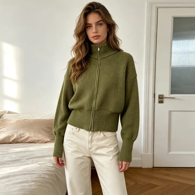 Joanna Double Zip Knitted Cardigan