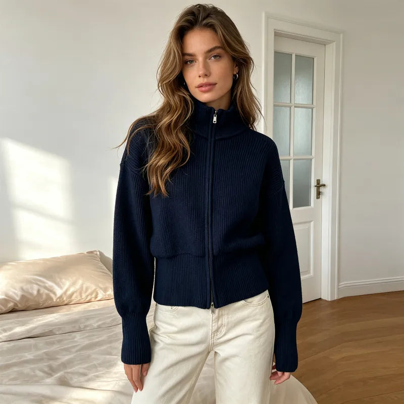 Joanna Double Zip Knitted Cardigan