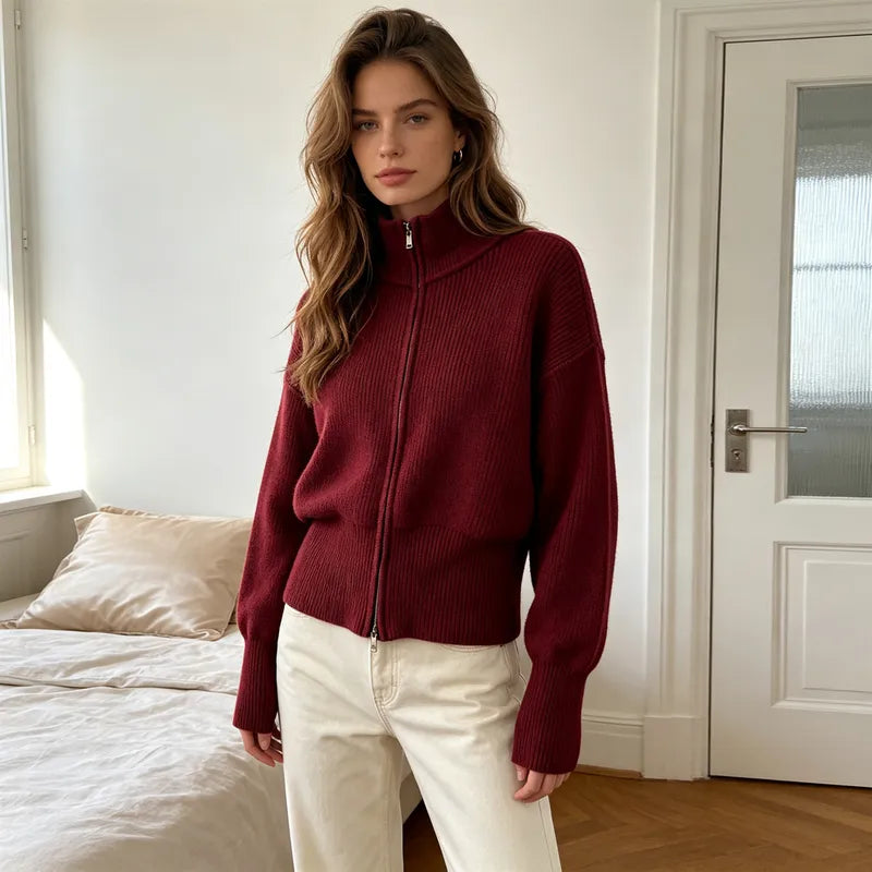 Joanna Double Zip Knitted Cardigan