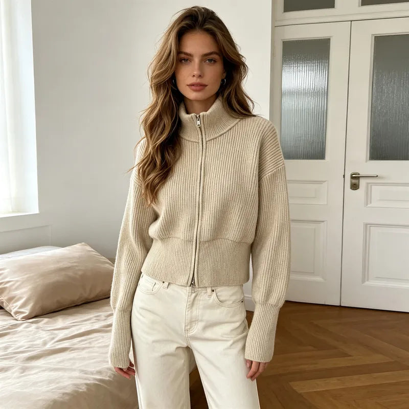 Joanna Double Zip Knitted Cardigan