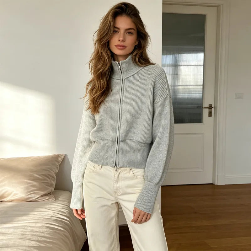 Joanna Double Zip Knitted Cardigan