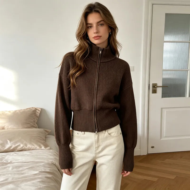 Joanna Double Zip Knitted Cardigan
