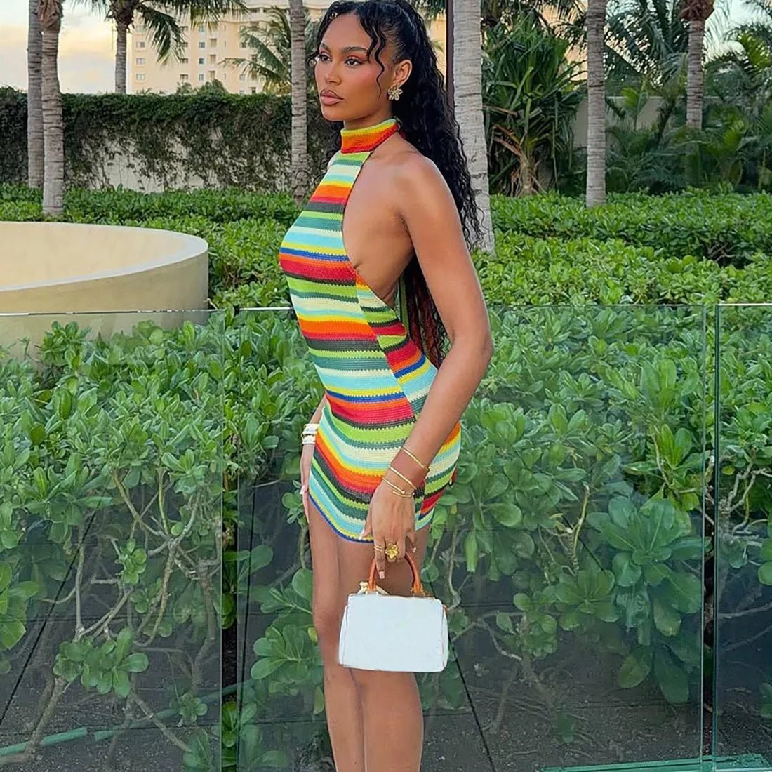 SOERA Margot Striped Halter Bodycon Dress - Dress - SOERA-559939-DEF-OS-35561 Green S