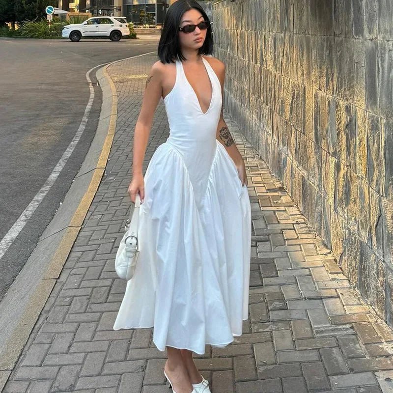 SOERA Natasha Halter Neck Dress - Dress - SOERA-187331-WHI-S-59171 S