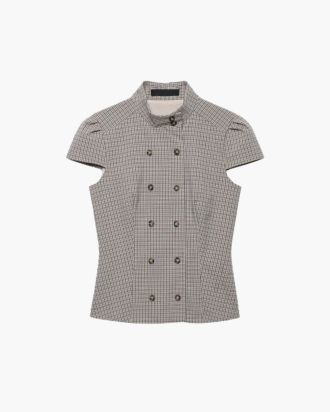 SOERA Claudia High Neck Fitted Plaid Blouse - Blouse - SOERA-213955-2-L-25219 Black L