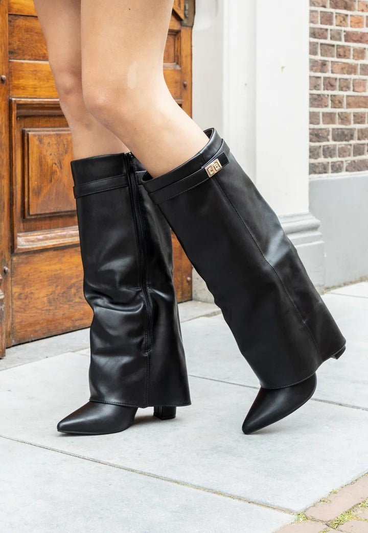 SOERA Lisa Pointed Toe Block Heel Boots - Boots - SOERA-418819-BLA-5-87459 Black 5