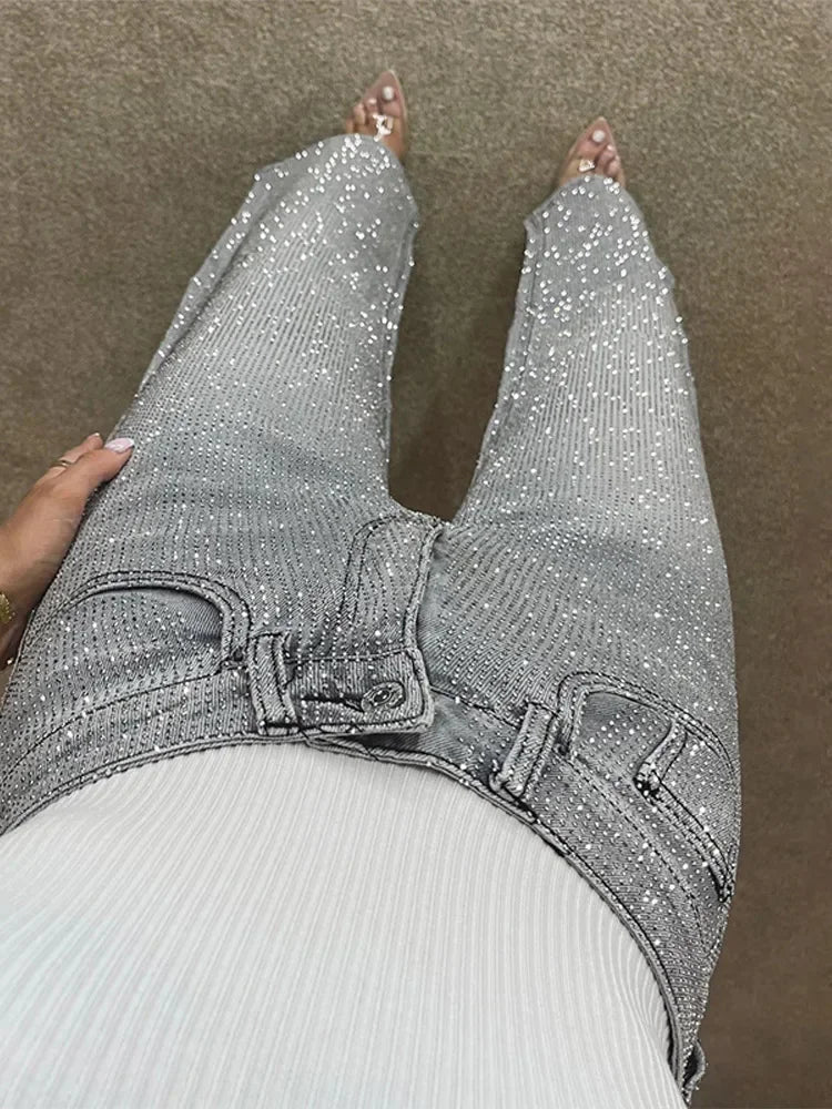 SOERA Eliana Wide Leg Denim Pants with Rhinestones - Bottoms - 1005009658512607-;wA1768904312487969463 Denim Blue S