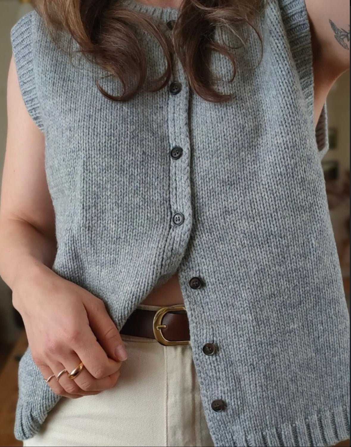 SOERA Tori Button Front Knitted Vest Cardigan - Cardigan - SOERA-641411-GRE-L-83011 Grey L