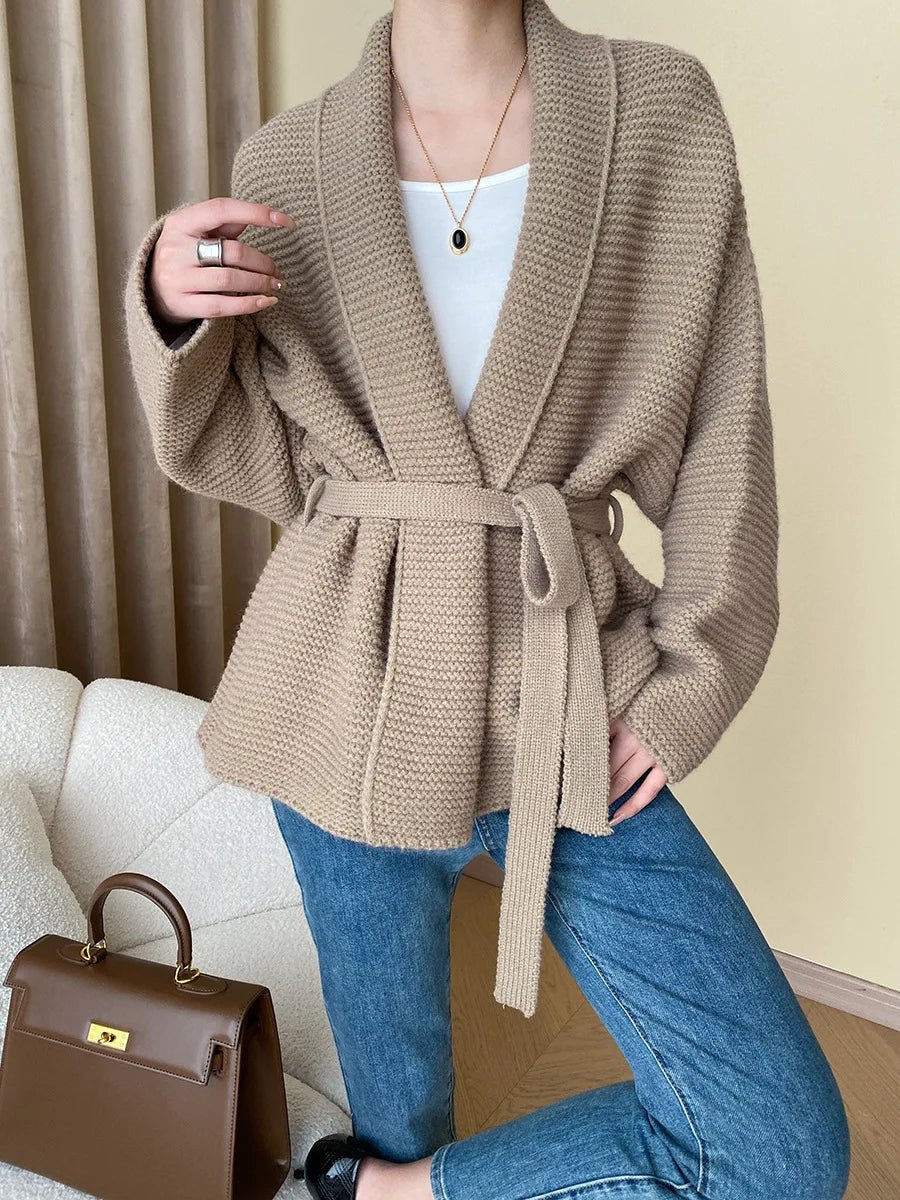 SOERA Abigail Belted Knit Cardigan - Cardigans - 1005007708848658-;vP1765393866209277381 Beige One Size