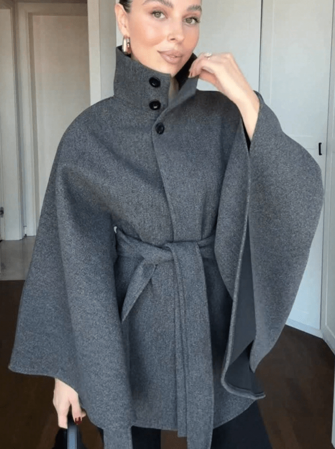 SOERA Annie Belted Cape Jacket - Coat - SOERA-578179-1-XS-11843 Grey XS