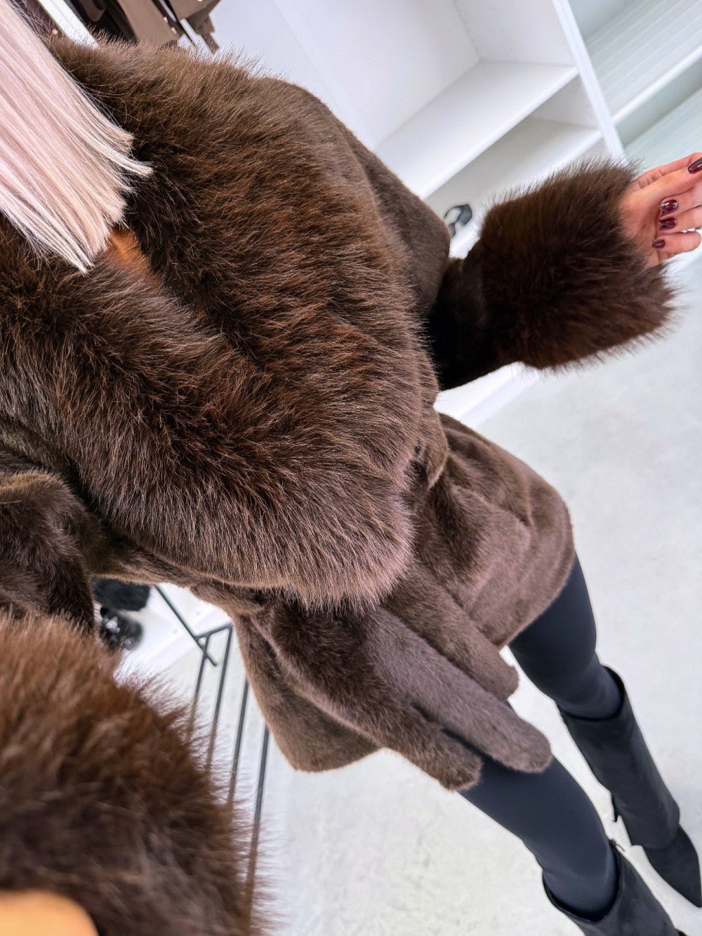 SOERA Leah Belted Faux Fur Coat - Coat - SOERA-266883-BRO-M-44707 Dark Brown M