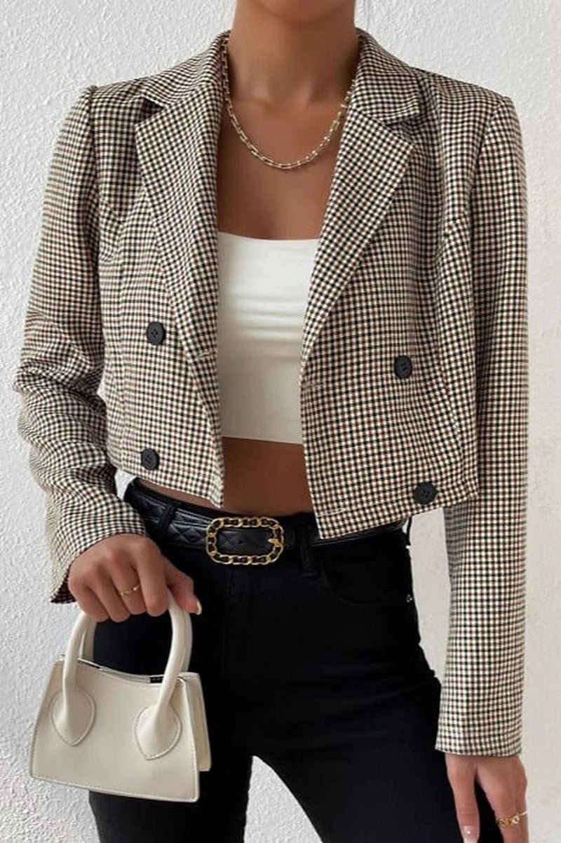 SOERA Amelia Houndstooth Cropped Blazer - Coats & Jackets - SOERA-208131-DEF-XL-10083 XL