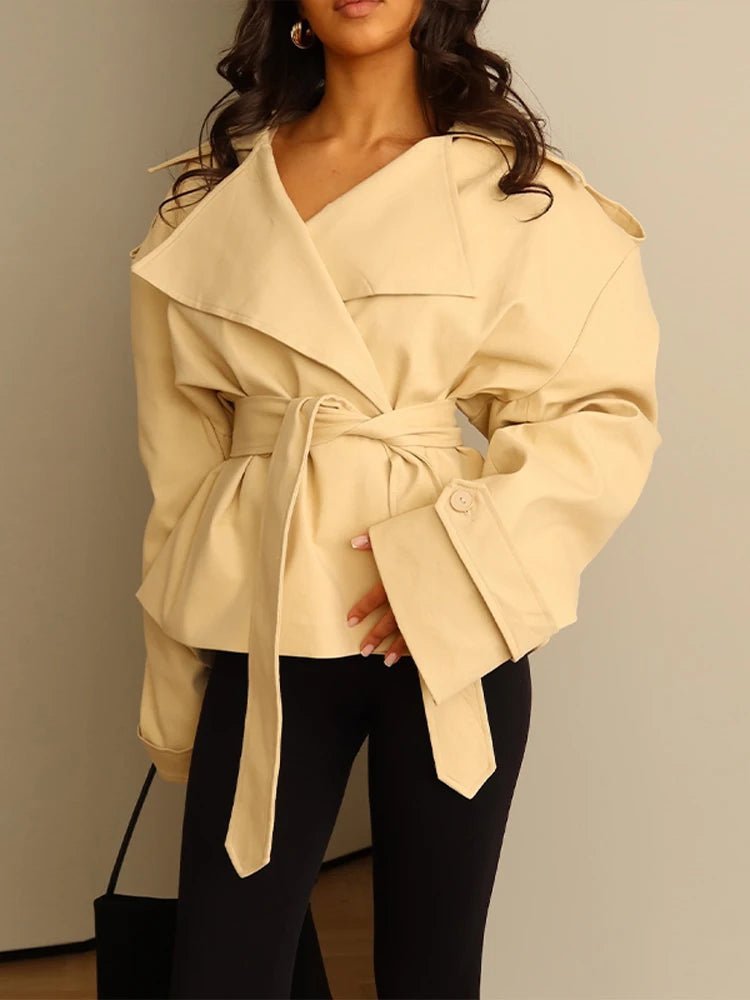 SOERA Molly Belted Cropped Trench Coat - Coats & Jackets - 1005009088260377-;fz1773321573478037457 Burgundy XS