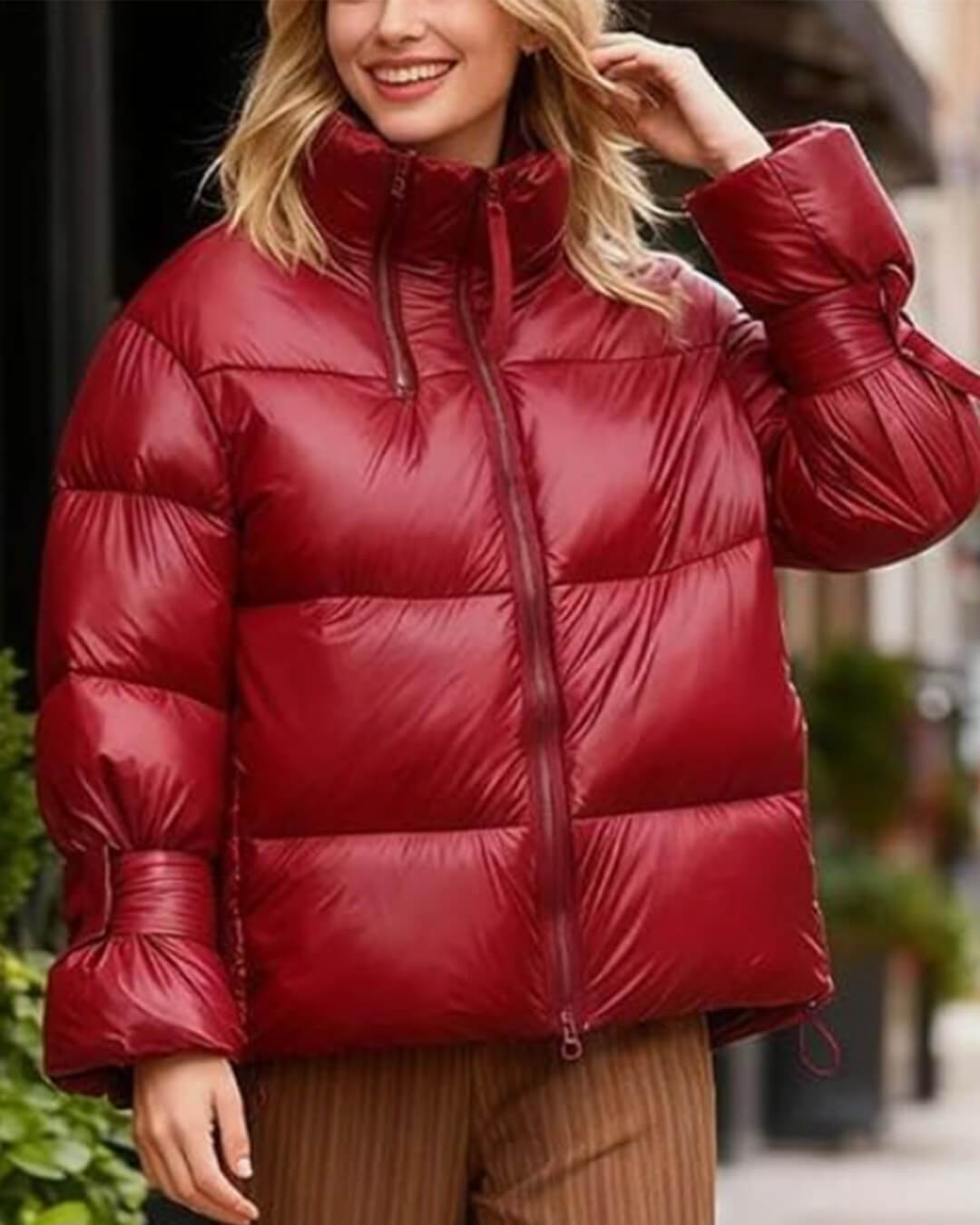 SOERA Olivia Shiny Puffer Jacket - Coats & Jackets -  Red M