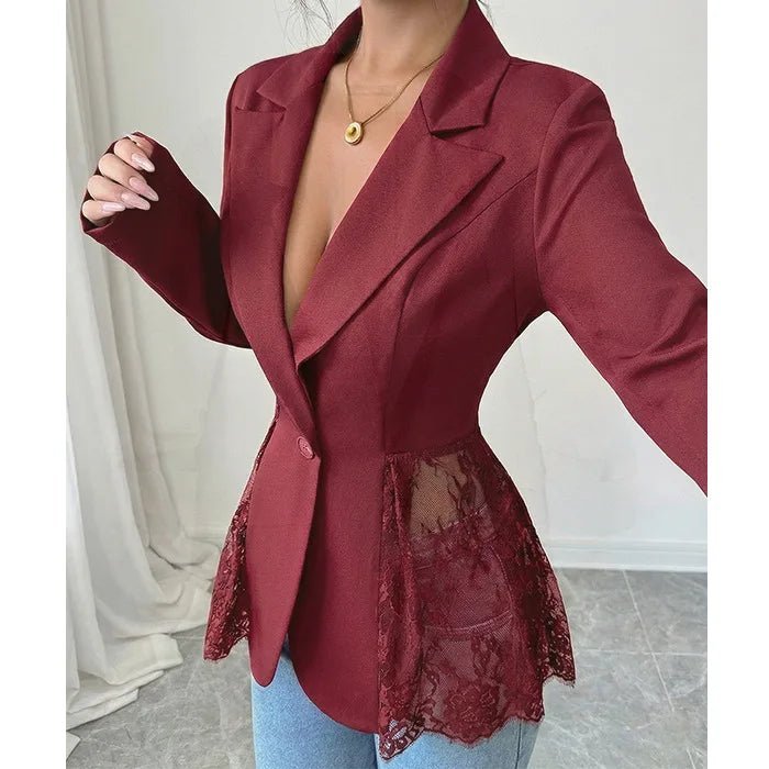 SOERA Taylor Lace Panel Tailored Blazer - Coats & Jackets - 1005012034685741-;TB1776154514001988897 Black S