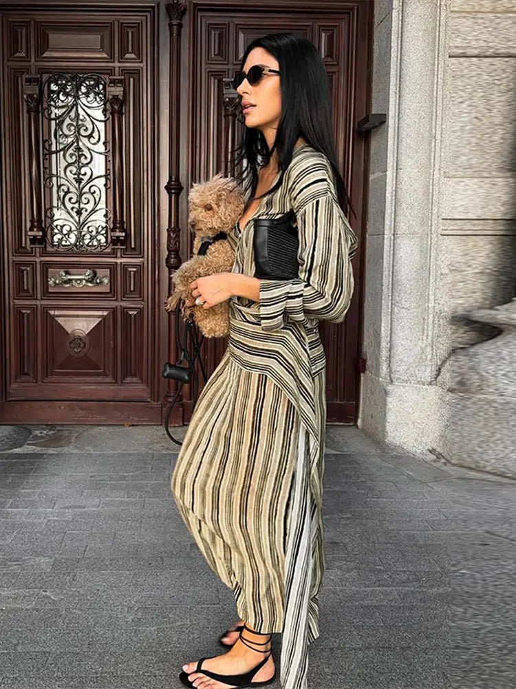 SOERA Amanda Striped Maxi V-Neck Dress - Dress - SOERA-267011-01I-L-44771 L