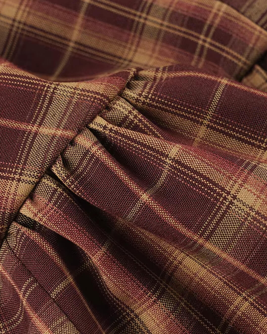 SOERA Amelia Long Sleeve Plaid Mini Dress - Dress - SOERA-545603-RED-L-01955 Burgundy L