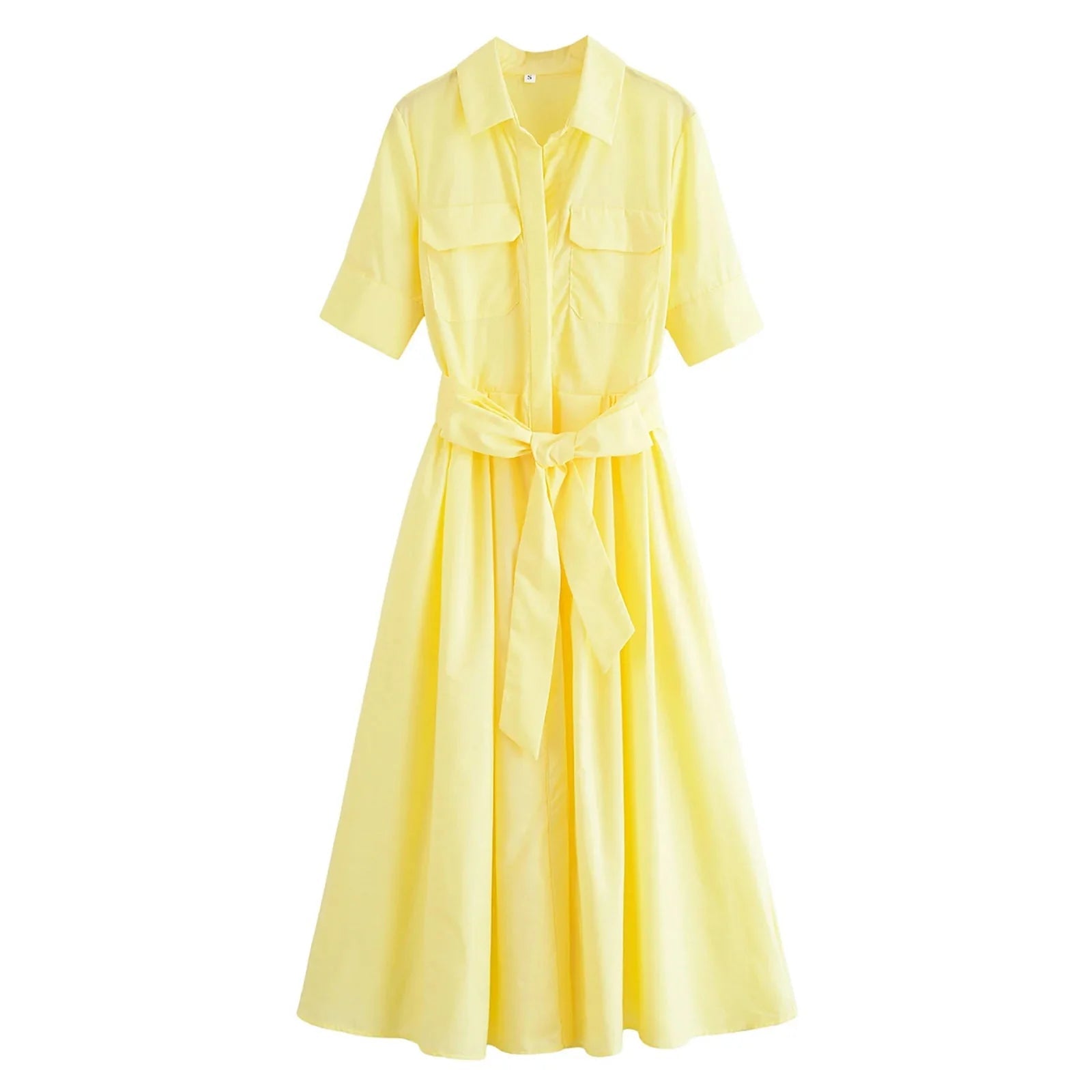 SOERA Beatrice Belted Shirt Midi Dress - Dress -  Yellow XS