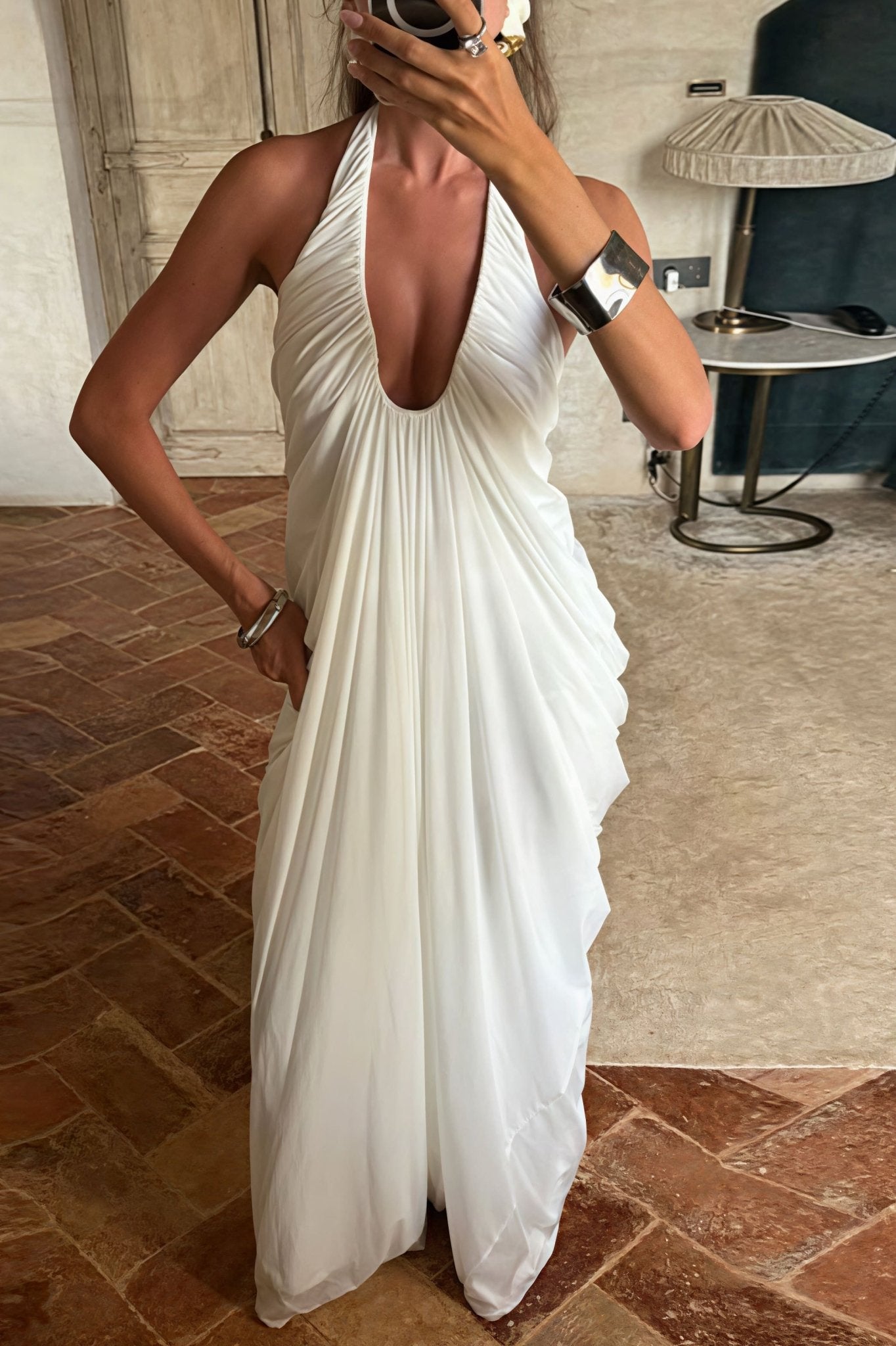 SOERA Beatrice Ruffled Halter Tulle Maxi Dress - Dress -  M