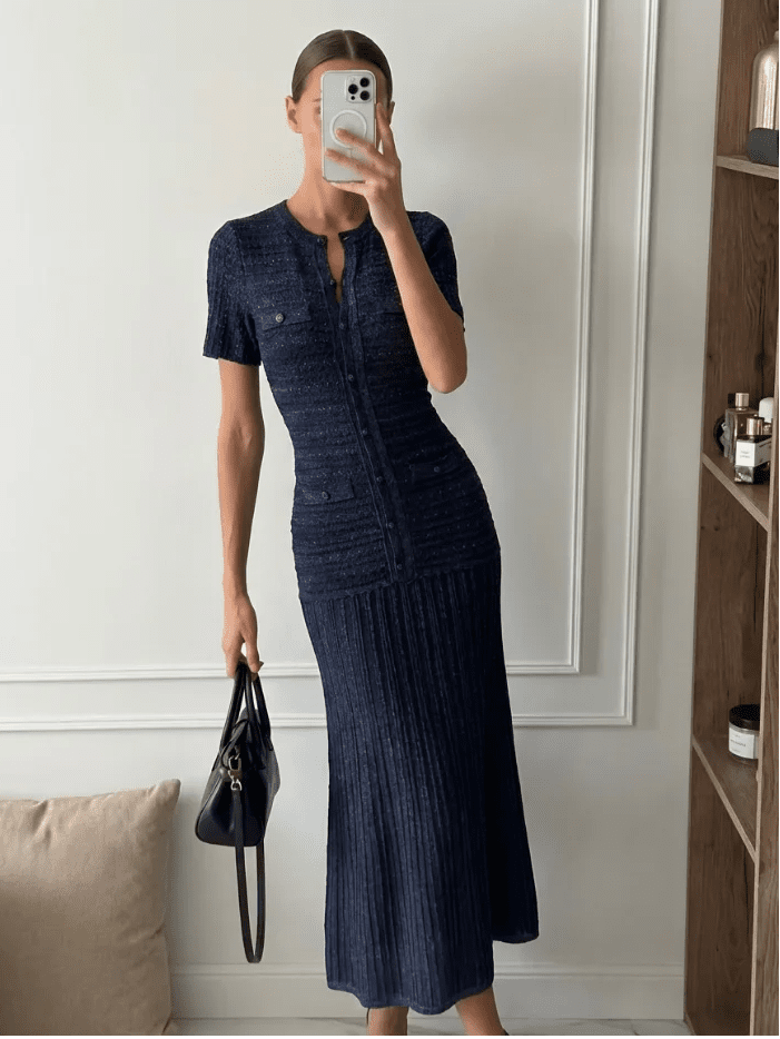 SOERA Beatrice Sequin Knit Maxi Dress - Dress -  Navy Blue S
