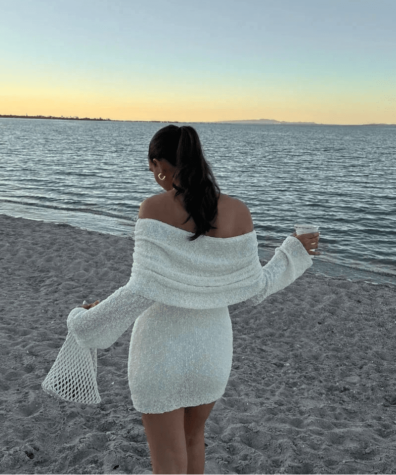 SOERA Bianca Off - Shoulder Bodycon Knit Mini Dress - Dress -  XS