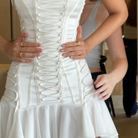 Celeste Strapless Lace-Up Mermaid Mini Dress
