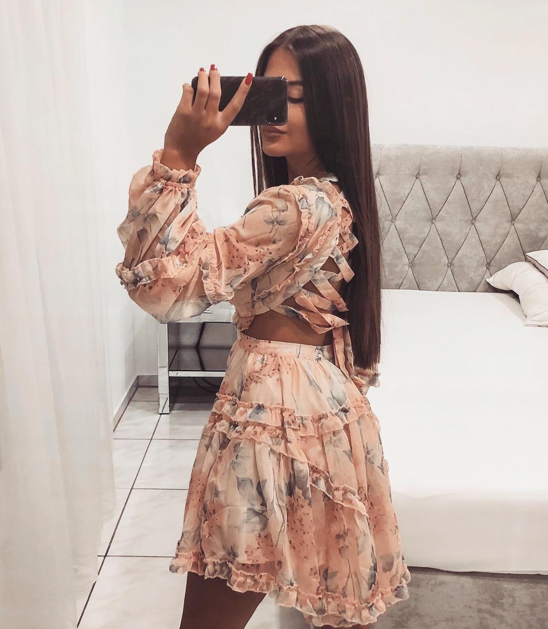 SOERA Evangeline V - Neck Floral Chiffon Dress - Dress -  S