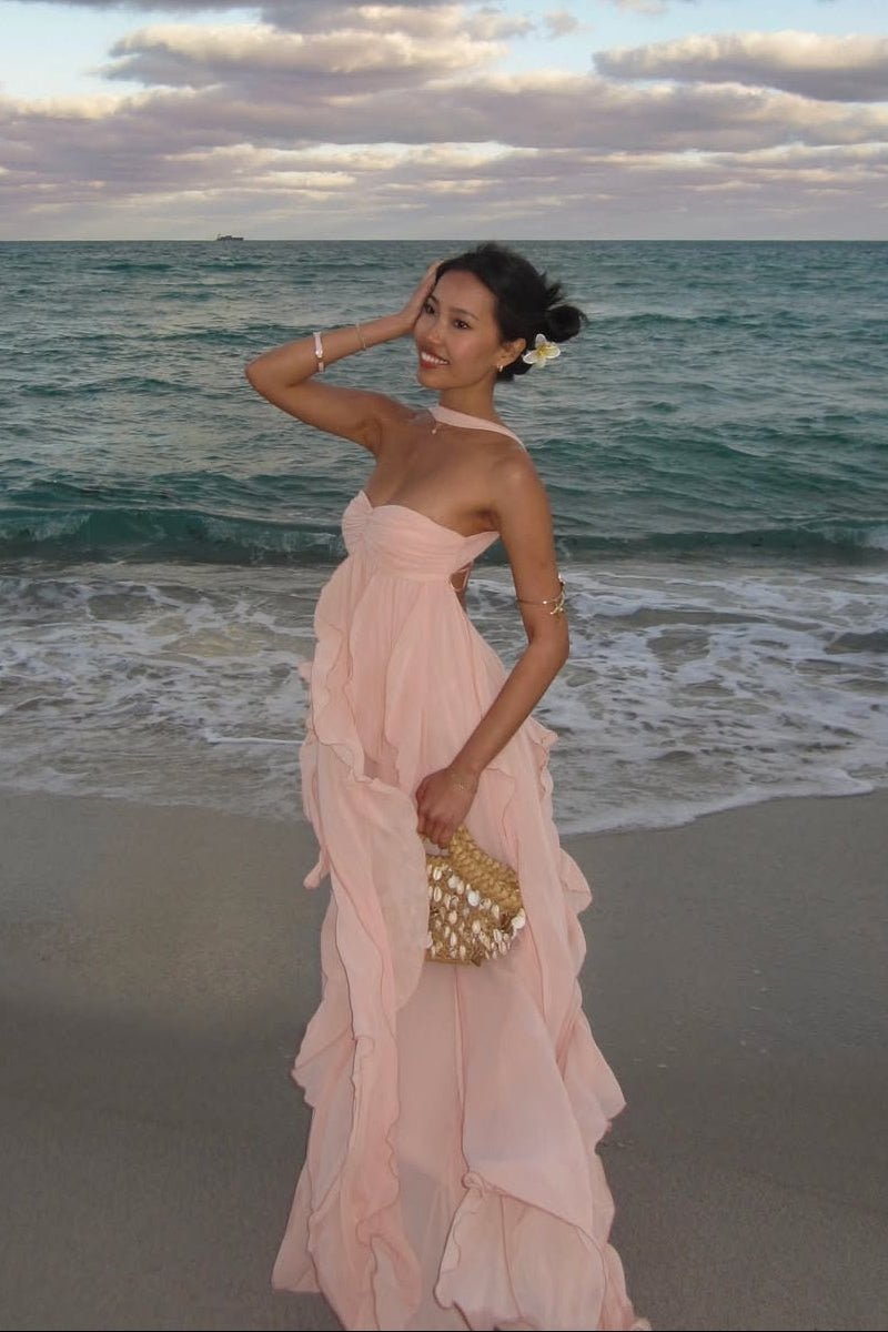 SOERA Harper Strapless Ruffled Maxi Dress - Dress - SOERA-008579-BAB-L-36611 Baby Pink L