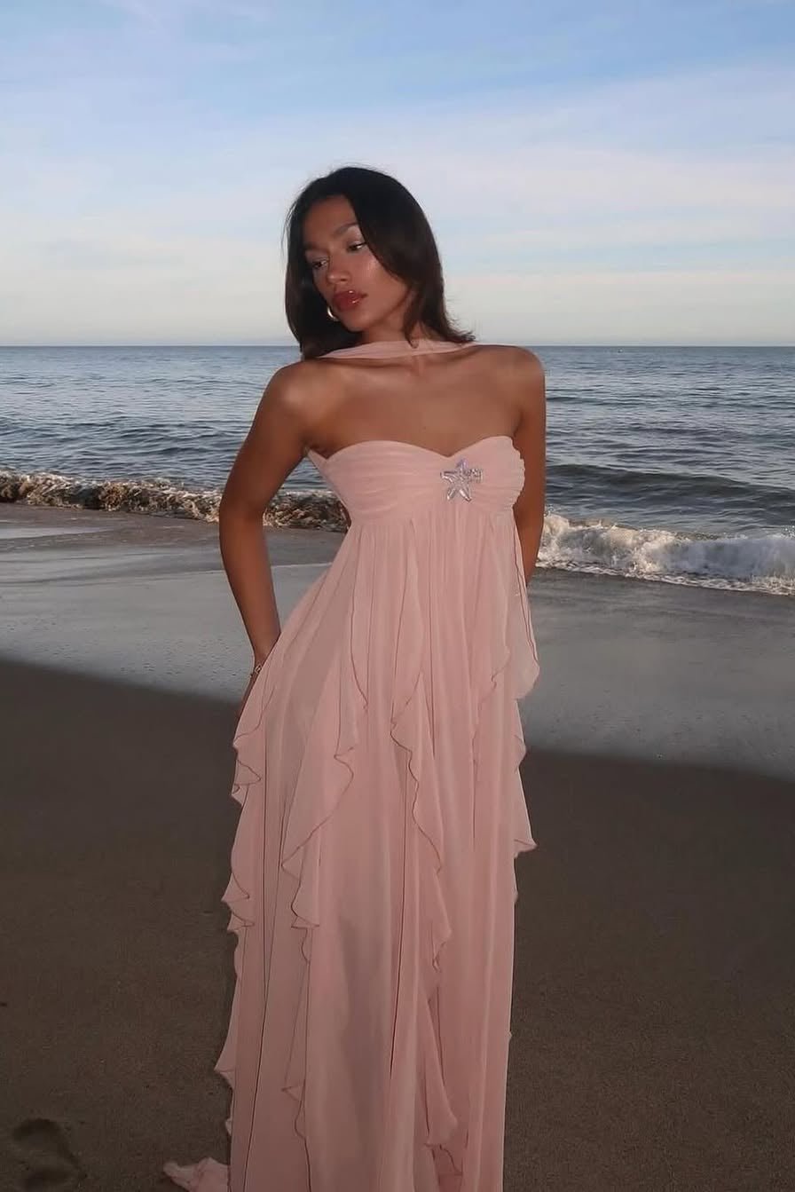 SOERA Harper Strapless Ruffled Maxi Dress - Dress - SOERA-008579-BAB-S-71075 Baby Pink S