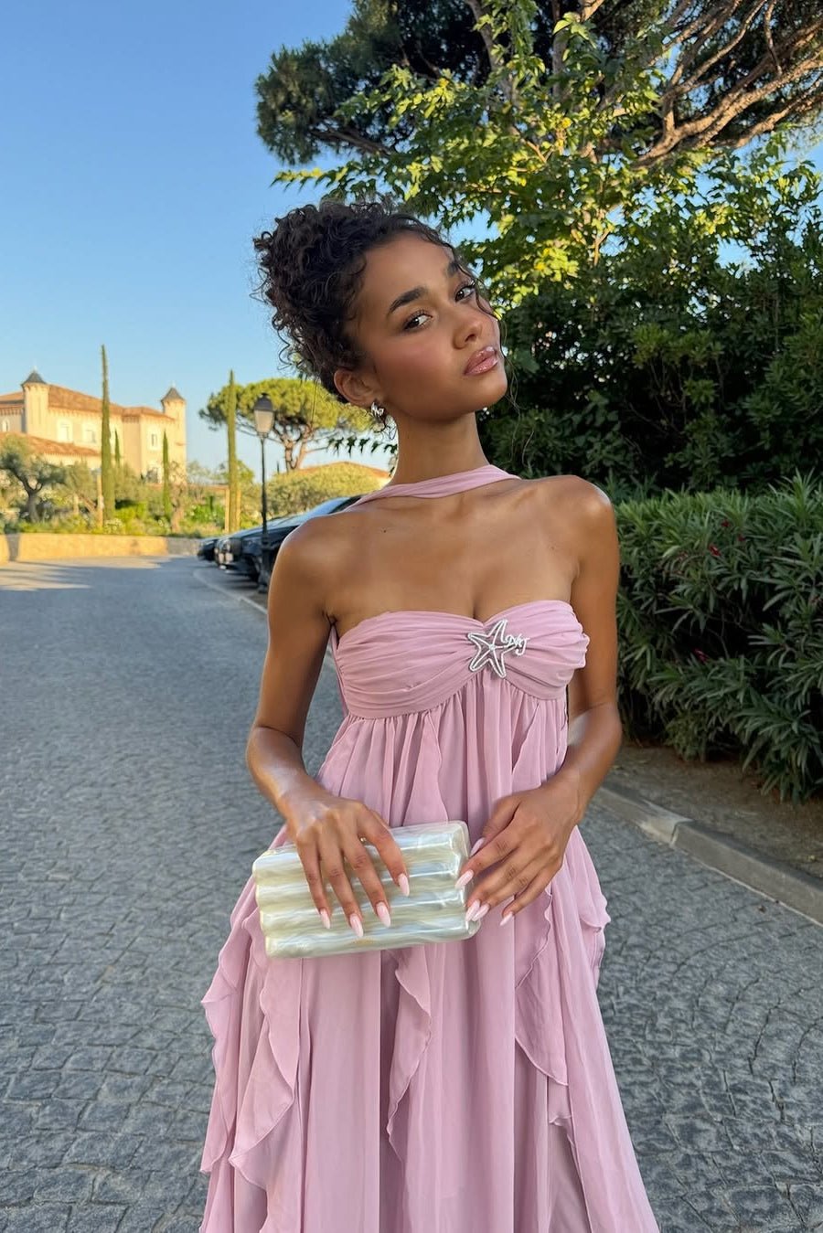 SOERA Harper Strapless Ruffled Maxi Dress - Dress - SOERA-008579-PIN-S-40003 Pink S