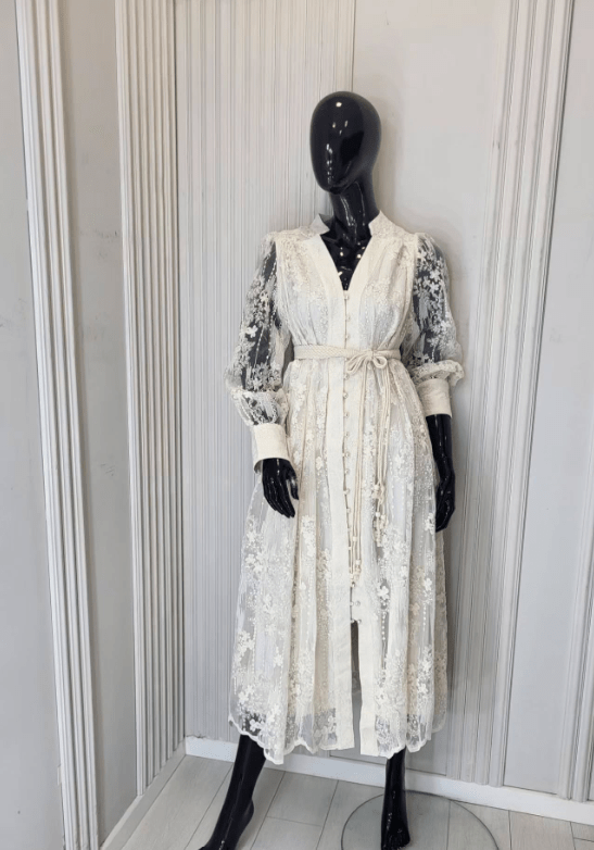 SOERA Jenina Embroidered Pearl Midi Dress - Dress -  White S