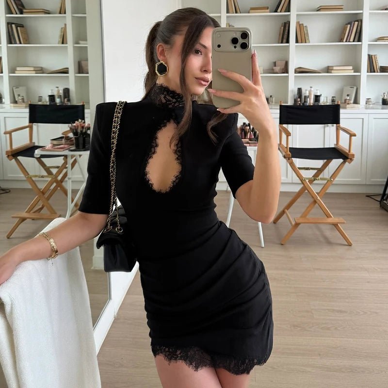 SOERA Jenny Cut-Out Lace Bodycon Mini Dress - Dress - SOERA-820739-BLA-S-12259 Black S