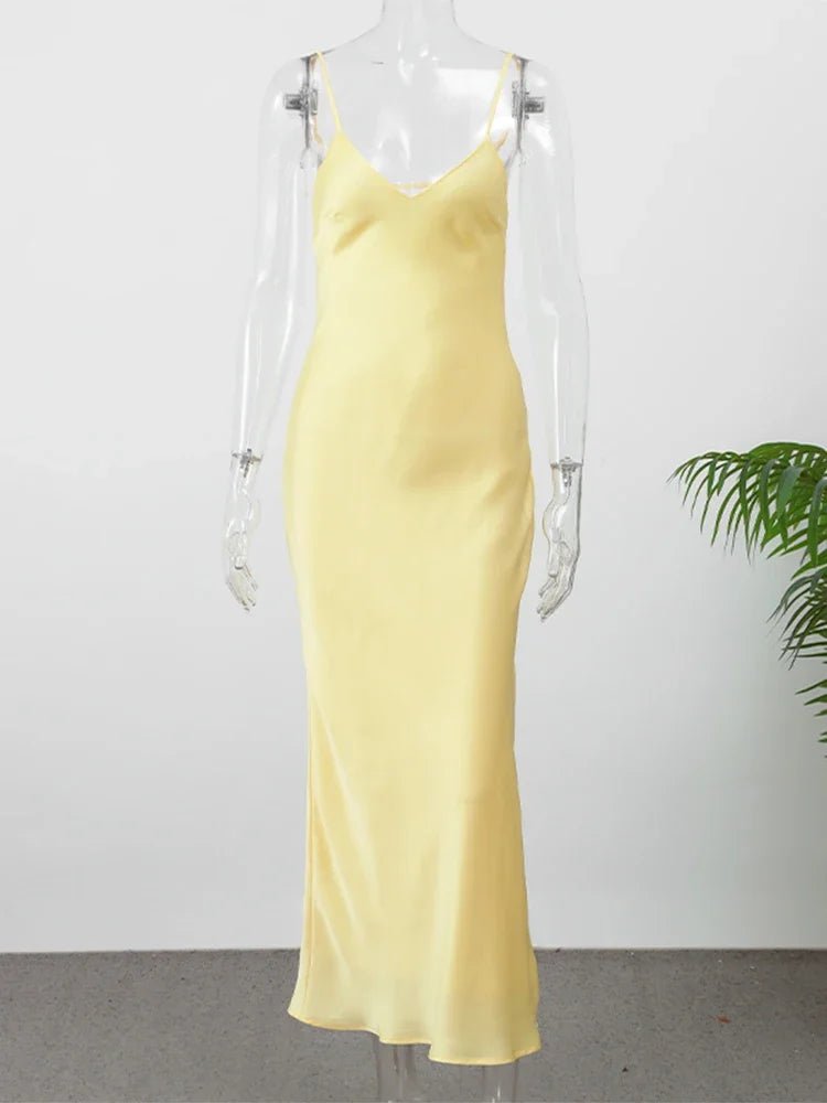 SOERA Kirra Satin Backless Maxi Dress - Dress -  Yellow XS
