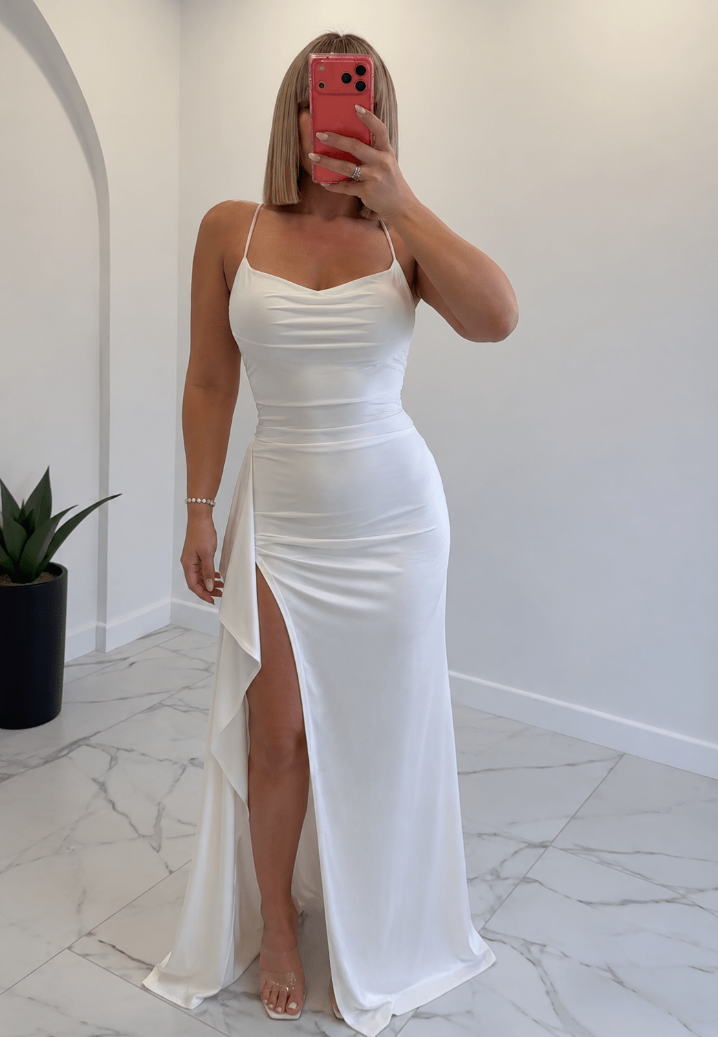 SOERA Miranda Satin Open-Back Maxi Dress - Dress - SOERA-057923-WHI-M-91939 White M