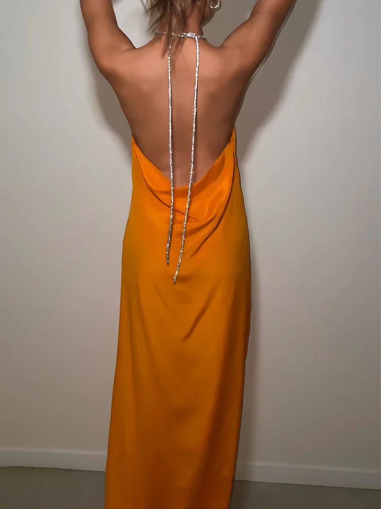 SOERA Veron Sequin Halter Maxi Dress - Dress -  Orange S