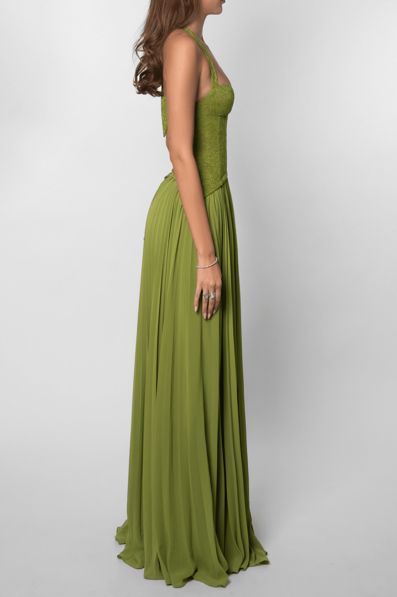 SOERA Vivian Pleated Corset Maxi Dress - Dress -  Green S
