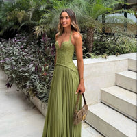 Vivian Pleated Corset Maxi Dress