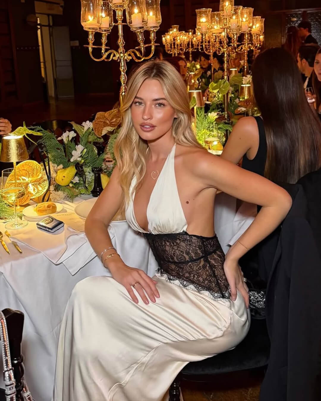 SOERA Astrid Satin Lace Waist Backless Dress - Dresses - 1005008895213429-;FF1764877297359855491 White S