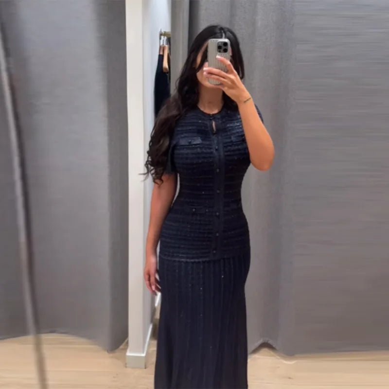 SOERA Beatrice Sequin Knit Maxi Dress - Dresses -  Yellow XS